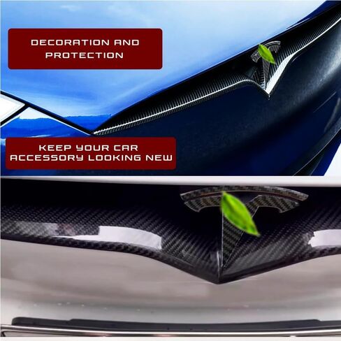Front Hood/Grille Bright Emblem Logo Compatible with Tesla Model X - Matte Carbon Fiber Pattern 1 Piece in Saudi Arabia
