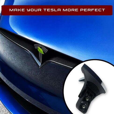 Front Hood/Grille Bright Emblem Logo Compatible with Tesla Model X - Matte Carbon Fiber Pattern 1 Piece in Saudi Arabia
