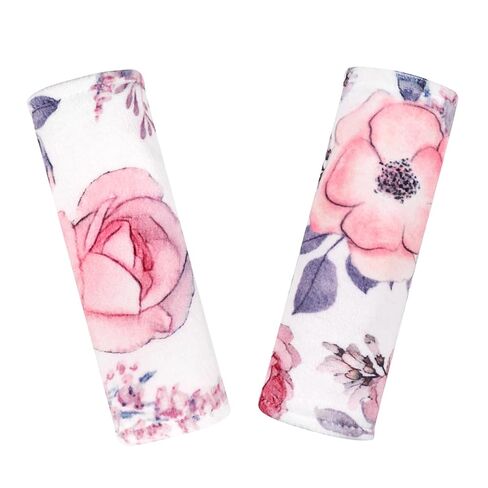 SWESEN Baby Car Seat Strap Covers, Soft Car Seat Strap Shoulder Pads for Baby Girls, Double-Sided Use carseat Straps Covers for Stroller, Car Seats, Pushchair, Florals in Saudi Arabia