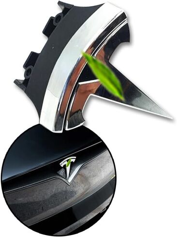 Front Hood/Grille Bright Emblem Logo Compatible with Tesla Model X - Matte Carbon Fiber Pattern 1 Piece in Saudi Arabia