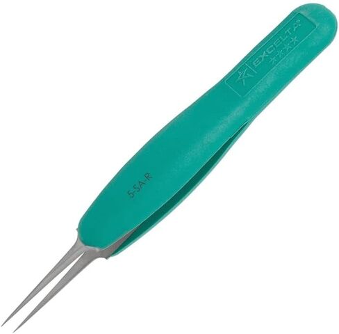 Excelta Curved Tweezers, Curved Very Fine Points, Two Star, Stainless Steel, Anti-Magnetic, 4.5" Length in Kuwait