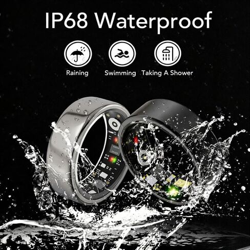 حلقة ذكية الجيل 3، متتبع النشاط مع مراقب معدل ضربات القلب والنوم، IP68 مقاوم للماء بدون رسوم تطبيق، حلقة صحية للنساء والرجال، متوافقة مع iPhone وAndroid (ذهبي، 7) in Kuwait