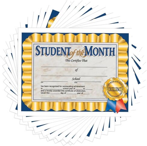 Fun Express Student of the Month Certificate Set - 6-Pack Motivational Award Certificates for Kids - Ideal for Classroom Recognition Learning Activities Educational Milestones - 8.5" x 11" - 30 Pieces in Saudi Arabia