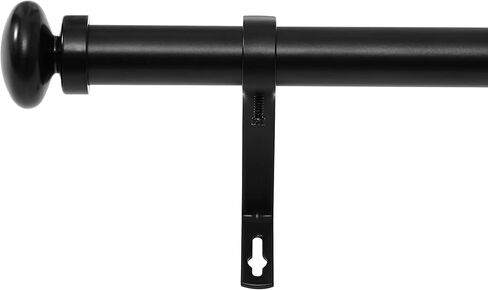 RYB HOME 1" Outdoor Curtain Rod for Patio, 72-144" Long Rust Proof Telescoping Single Window Drape Rod with Mount Brackets Oval Ball Finials for Corridor, Room Divider, Matt Black, 72" to 144" in Saudi Arabia