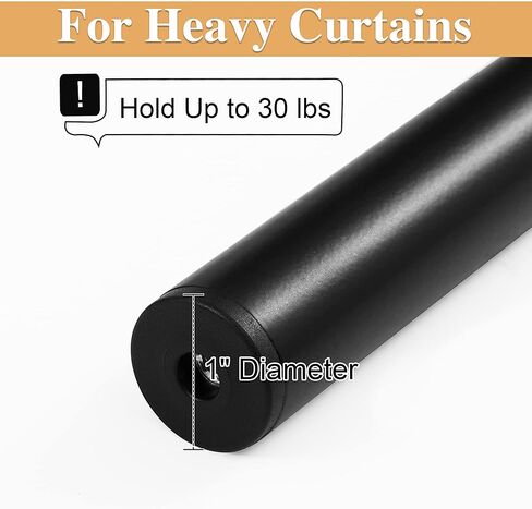 RYB HOME 1" Outdoor Curtain Rod for Patio, 72-144" Long Rust Proof Telescoping Single Window Drape Rod with Mount Brackets Oval Ball Finials for Corridor, Room Divider, Matt Black, 72" to 144" in Saudi Arabia