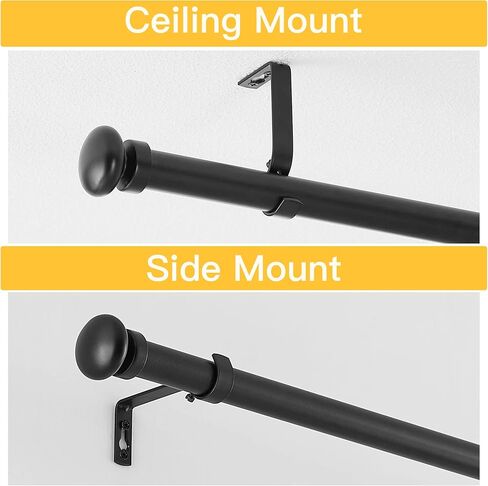 RYB HOME 1" Outdoor Curtain Rod for Patio, 72-144" Long Rust Proof Telescoping Single Window Drape Rod with Mount Brackets Oval Ball Finials for Corridor, Room Divider, Matt Black, 72" to 144" in Saudi Arabia