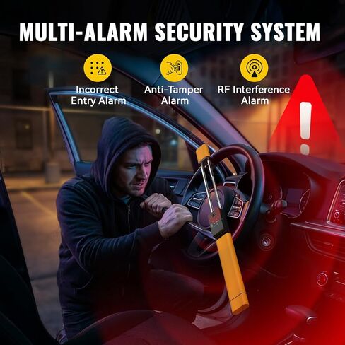 قفل عجلة القيادة الذكي بكلمة مرور + بطاقة IC + فتح المفاتيح، جهاز مضاد للسرقة للسيارة شديد التحمل مع إنذار دخول غير صحيح وإنذار ضد العبث، يناسب عجلات سيارة شاحنة فان SUV مقاس 8.9-16 بوصة، أصفر in Saudi Arabia