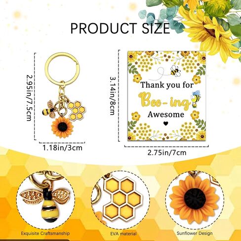 Coworkers Stocking Stuffers Office Workers Best Frien Gift for Women Employee Appreciation Gift Thank You Cards Cute Bee Sunflower Keychain Inspirational Gifts for Coworker in Saudi Arabia