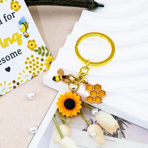 Coworkers Stocking Stuffers Office Workers Best Frien Gift for Women Employee Appreciation Gift Thank You Cards Cute Bee Sunflower Keychain Inspirational Gifts for Coworker in Saudi Arabia