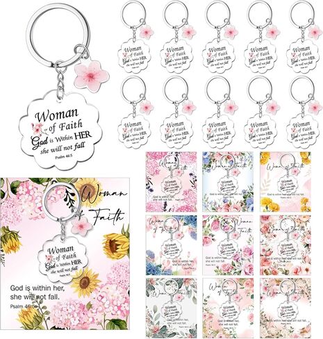 Nosiny Christian Keychains Bulk with Card Religious Bible Verse Gifts Woman Faith Floral Scripture Keychains for Women in Saudi Arabia