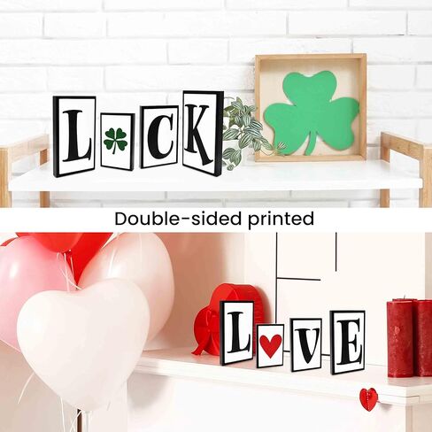 St. Patrick’s Day Luck Wooden Block Sign Set – 4 Piece Shamrock Tabletop Decor – Rustic Irish Farmhouse Tiered Tray Shelf Mantel Decoration in Saudi Arabia
