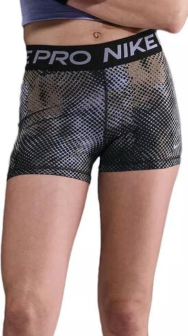 Nike Women's Pro Sport 3" Biker/Compression Running/Training Shorts, Black/Purple Pattern in Saudi Arabia