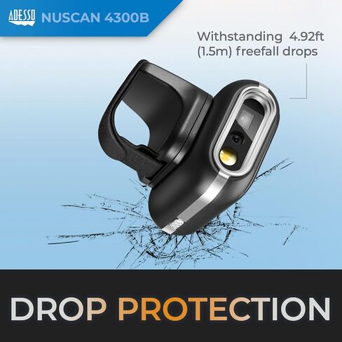 Adesso NuScan 4300B 2D Bluetooth Wireless Ring Finger Barcode Scanner Lightweight Durable with Drop Protection and Fast Scanning in Saudi Arabia