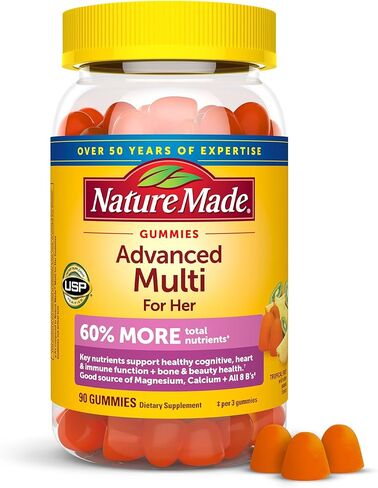 Nature Made Advanced Multivitamin Gummies for Her with Magnesium Citrate, Calcium & All 8 B Vitamins, Multivitamin for Women, 90 Gummies, 30 Day Supply in Saudi Arabia