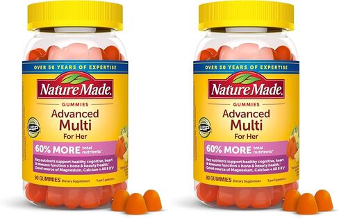 Nature Made Advanced Multivitamin Gummies for Her with Magnesium Citrate, Calcium & All 8 B Vitamins, Multivitamin for Women, 90 Gummies, 30 Day Supply in Saudi Arabia