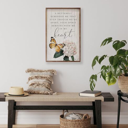 هدايا تذكارية للفراشات المنزلية من كيندريك - ديكور تذكاري للفراشات والزهور مع إطار من خشب الجوز، هدايا تعاطف فريدة من نوعها لفقدان أحبائك، أو الذاكرة، أو الحزن، أو التعازي، أو هدية الفجيعة، 5 بوصة × 8 بوصة in Kuwait