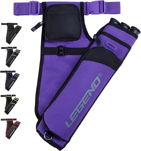 LEGEND First Archery Quiver Case for Arrows - Target Shooting Hip Quivers with Adjustable Belt & 3 Arrow Tubes - Durable Nylon Material with T-Slot & Storage Pockets for Accessories, Tools, Score Card in Saudi Arabia