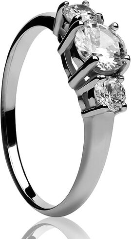 OVIEDO JEWELRY خاتم زفاف سوليتير فضي من التيتانيوم، الذكرى السنوية والخطوبة، مجوهرات تشيكوسلوفاكيا بيضاء، حجر واحد لامع، نمط فريد من نوعه in Kuwait