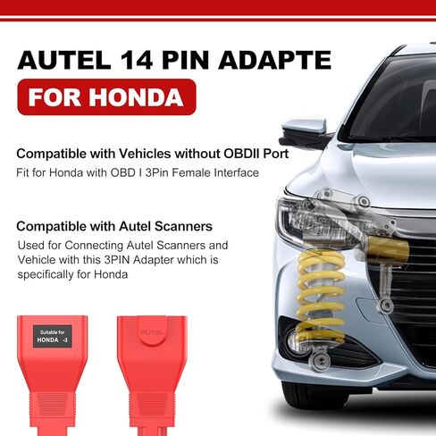 Autel Original 3 Pin Male to 16 Pin Female OBDII Adapter for Honda Vehicles, OBD1 to OBD2 Connector OE-Compliant Convertor Work with OBD II Scanners OBD2 Diagnostic Scan Tool in Saudi Arabia