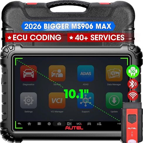 الماسح الضوئي Autel MaxiSYS MS906MAX، 2026 10.1 بوصة MS906 MAX 2.0 ترقية MS906 PRO MP900BT MS906BT MS908S، أداة المسح ثنائية الاتجاه OE ECU C0ding، 3000+ اختبار نشط، 40+ إعادة ضبط، جميع الأنظمة، CAN FD DoIP in Saudi Arabia