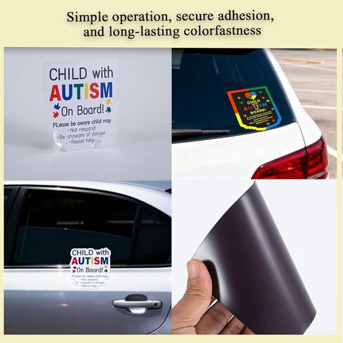 مغناطيس وملصقات سيارات التوحد 4 عبوات (2 مغناطيس + 2 ملصقين) | ملصق على اللوحة قابل لإعادة الاستخدام للأطفال المصابين بالتوحد للأسطح المختلفة | ملصقات مغناطيسية غير لاصقة لسيارات التوحد لتعزيز السلامة على الطرق in Kuwait