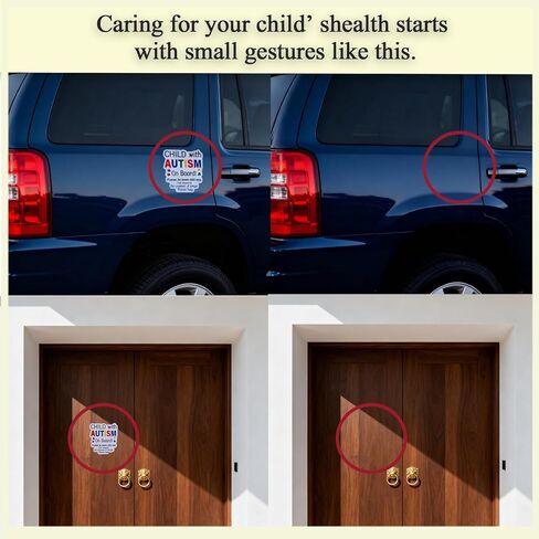 مغناطيس وملصقات سيارات التوحد 4 عبوات (2 مغناطيس + 2 ملصقين) | ملصق على اللوحة قابل لإعادة الاستخدام للأطفال المصابين بالتوحد للأسطح المختلفة | ملصقات مغناطيسية غير لاصقة لسيارات التوحد لتعزيز السلامة على الطرق in Kuwait