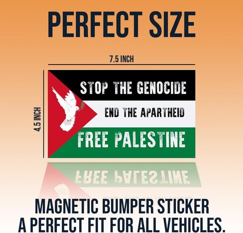 VOTANTA (1 Pcs - 7.5"x4.5") - Stop The Genocide End The Apartheid Free Palestine Car Magnet, I Stand with Palestine Magnetic Bumper Stickers Support Palestinian Decal Car Truck Fridge Decoration in Saudi Arabia