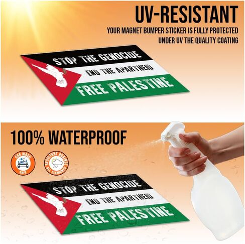 VOTANTA (1 Pcs - 7.5"x4.5") - Stop The Genocide End The Apartheid Free Palestine Car Magnet, I Stand with Palestine Magnetic Bumper Stickers Support Palestinian Decal Car Truck Fridge Decoration in Saudi Arabia