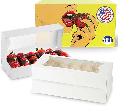 MT Products Long Bakery Boxes - Chocolate Covered Strawberry Boxes 12.5" x 5.5" x 2.25" - (Pack of 5) in Kuwait