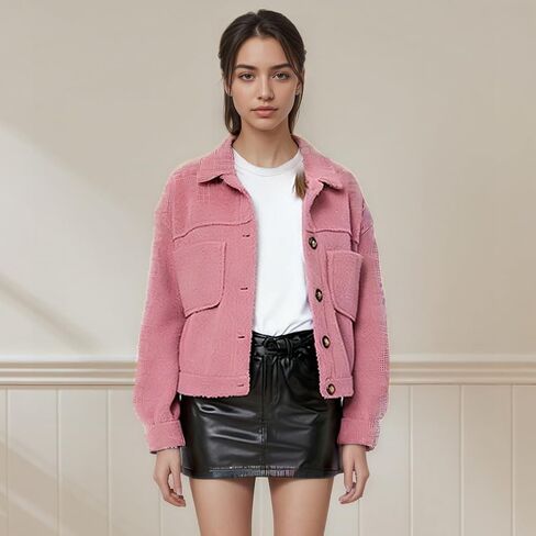 Women Lapel Jacket Short Length Long Sleeve Comfort Cool Season in Saudi Arabia