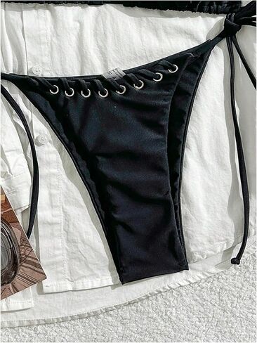 WDIRARA Women's Grommet Eyelet 2 Piece Swimsuit Halter Triangle String Bikini Sets Tie Side Bathing Suit in Saudi Arabia