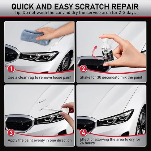طلاء أبيض للسيارة لإصلاح خدوش السيارات للحافة، قلم طلاء أبيض عالي اللمعان للمركبات، 1.5 أونصة، إصلاح خدوش السيارات سريع الجفاف، غير سام وسهل الاستخدام in Kuwait