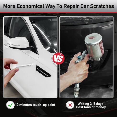 طلاء أبيض للسيارة لإصلاح خدوش السيارات للحافة، قلم طلاء أبيض عالي اللمعان للمركبات، 1.5 أونصة، إصلاح خدوش السيارات سريع الجفاف، غير سام وسهل الاستخدام in Kuwait