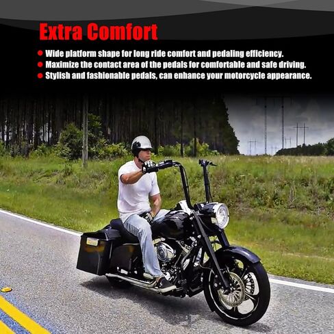 زوج واحد من أوتاد القدم MX العريضة من Goldfire للطرق الوعرة للسائق الأمامي مناسبة لدراجات Harley Touring Road King Street Glide 1986-2022 Softail Fatboy FL Dyna FLD 12-2016 (أسود 1) in Saudi Arabia