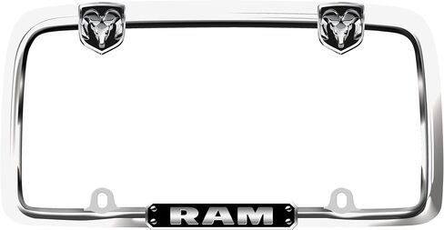 Cruiser Accessories RAM License Plate Frame – Matte Black, Officially Licensed Metal Frame with Adjustable RAM Logo Fastener Covers – Fits 6" x 12" Plates, Obstruction-Free Design in Saudi Arabia