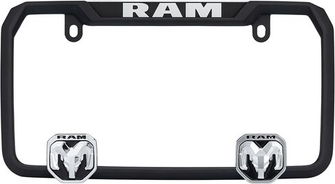 Cruiser Accessories RAM License Plate Frame – Matte Black, Officially Licensed Metal Frame with Adjustable RAM Logo Fastener Covers – Fits 6" x 12" Plates, Obstruction-Free Design in Saudi Arabia