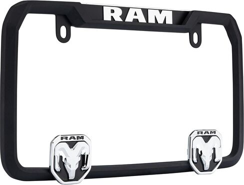 Cruiser Accessories RAM License Plate Frame – Matte Black, Officially Licensed Metal Frame with Adjustable RAM Logo Fastener Covers – Fits 6" x 12" Plates, Obstruction-Free Design in Saudi Arabia