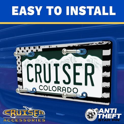 Cruiser Accessories RAM License Plate Frame – Matte Black, Officially Licensed Metal Frame with Adjustable RAM Logo Fastener Covers – Fits 6" x 12" Plates, Obstruction-Free Design in Saudi Arabia