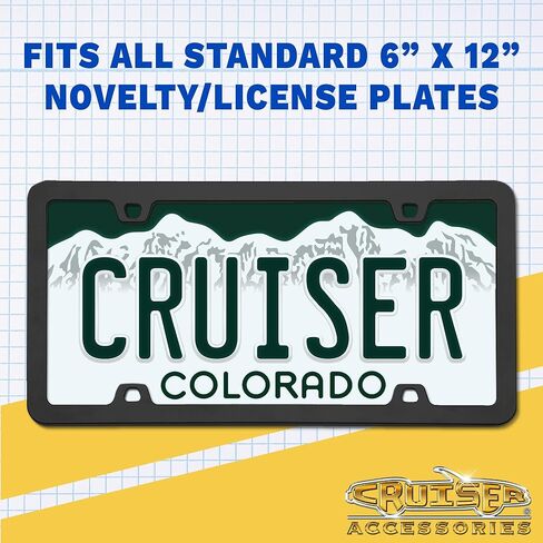 Cruiser Accessories RAM License Plate Frame – Matte Black, Officially Licensed Metal Frame with Adjustable RAM Logo Fastener Covers – Fits 6" x 12" Plates, Obstruction-Free Design in Saudi Arabia