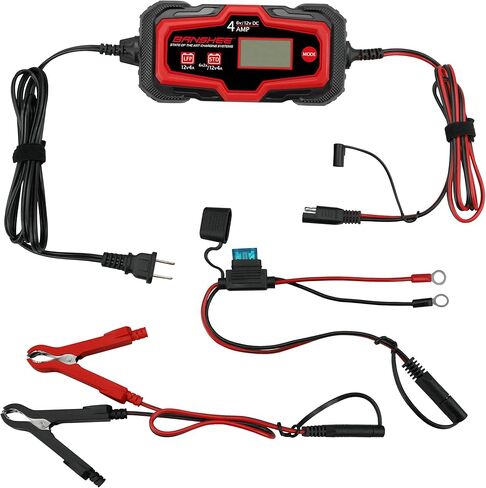 [3 Pack] Banshee Battery Charger 4-Amp - 12V and 6V Automotive Trickle Charger for Car Battery, Automatic Maintainer for Car Truck Motorcycle Lawn Mower Boat Marine in Saudi Arabia