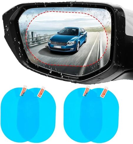 4 قطع من واقي المطر بمرآة الرؤية الخلفية، طبقة مضادة للوهج للمرايا الجانبية للسيارة، واقي عدسة مسعور مقاس 5.3 × 3.7 بوصة، سهل التركيب على الرطب، رؤية واضحة أثناء المطر والقيادة الليلية in Kuwait