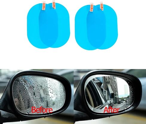 4 قطع من واقي المطر بمرآة الرؤية الخلفية، طبقة مضادة للوهج للمرايا الجانبية للسيارة، واقي عدسة مسعور مقاس 5.3 × 3.7 بوصة، سهل التركيب على الرطب، رؤية واضحة أثناء المطر والقيادة الليلية in Kuwait