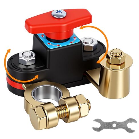 Car Battery Shut-Off Switch, Battery Disconnect Switch with Knob Control, Pure Copper Terminal Isolator Cut-Off for 12V/24V Vehicles, RVs, Boats, Trucks, and Off-Road Applications in Saudi Arabia