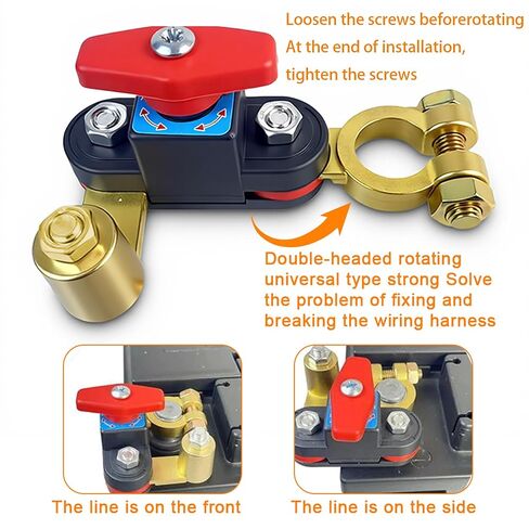Car Battery Shut-Off Switch, Battery Disconnect Switch with Knob Control, Pure Copper Terminal Isolator Cut-Off for 12V/24V Vehicles, RVs, Boats, Trucks, and Off-Road Applications in Saudi Arabia