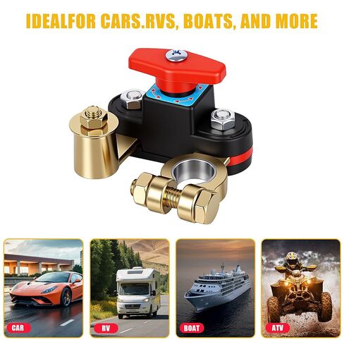 Car Battery Shut-Off Switch, Battery Disconnect Switch with Knob Control, Pure Copper Terminal Isolator Cut-Off for 12V/24V Vehicles, RVs, Boats, Trucks, and Off-Road Applications in Saudi Arabia