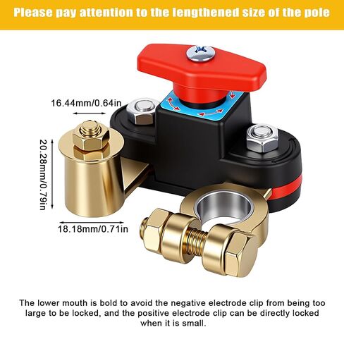 Car Battery Shut-Off Switch, Battery Disconnect Switch with Knob Control, Pure Copper Terminal Isolator Cut-Off for 12V/24V Vehicles, RVs, Boats, Trucks, and Off-Road Applications in Saudi Arabia