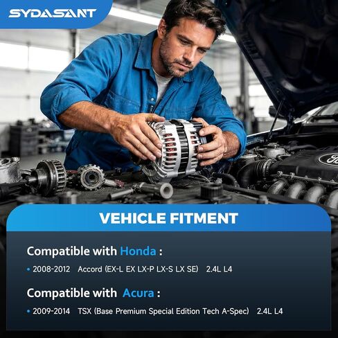 استبدال المولد الجديد 11390N لـ 2.4L L4 Honda Accord 2008 2009 2010 2011 2012 L4، Acura TSX 2009 2010 2011 2012 2013 2014 2.4L، 130A، 12V، 11390، 1042105890, 12870 in Kuwait