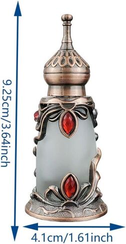 زجاجة عطر زجاجية عتيقة، موزع عطر زجاجة زيت عطري عتيق 12 مل مقاس 4.1 × 9.25 سم، زجاجة تزيين فارغة قابلة لإعادة الملء هدايا الزفاف (12 مل) in Saudi Arabia