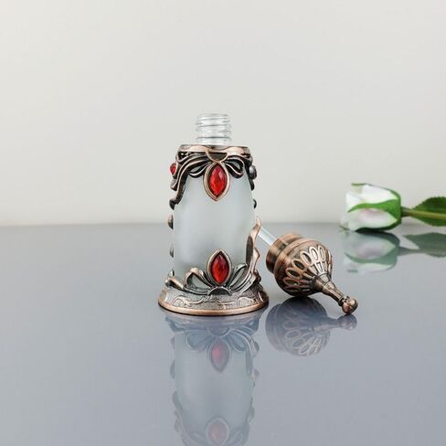 زجاجة عطر زجاجية عتيقة، موزع عطر زجاجة زيت عطري عتيق 12 مل مقاس 4.1 × 9.25 سم، زجاجة تزيين فارغة قابلة لإعادة الملء هدايا الزفاف (12 مل) in Saudi Arabia