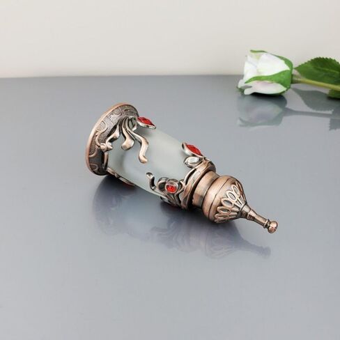 زجاجة عطر زجاجية عتيقة، موزع عطر زجاجة زيت عطري عتيق 12 مل مقاس 4.1 × 9.25 سم، زجاجة تزيين فارغة قابلة لإعادة الملء هدايا الزفاف (12 مل) in Saudi Arabia